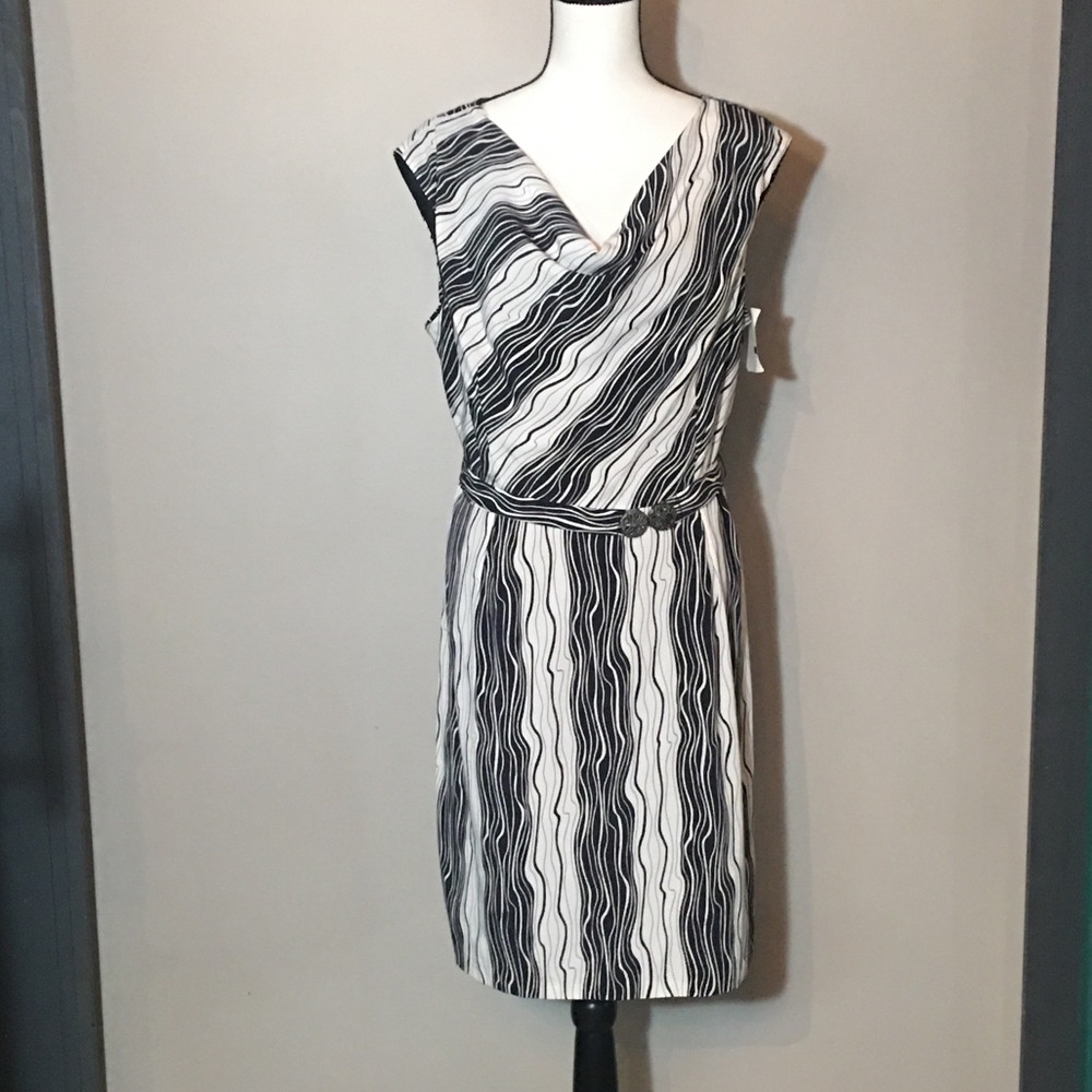 Evan Picone Black & White Dress Size 16
